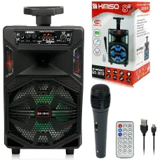 Колонка Kimiso QS-3810 15Вт, караоке + микрофон, светомузыка, Bluetooth/FM/USB/TF/AUX, аккумулятор