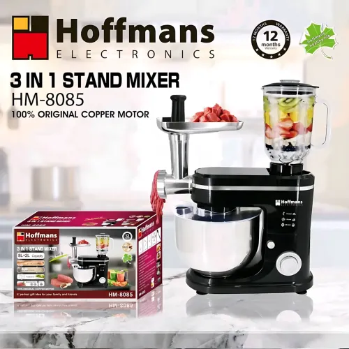 Кухонный комбайн Hoffmans HM-8085 3в1, 1600 Вт, чаша 8 л, блендер 2 л, мясорубка, тестомес, 5 скоростей - фото 5