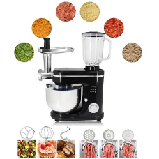 Кухонный комбайн Hoffmans HM-8085 3в1, 1600 Вт, чаша 8 л, блендер 2 л, мясорубка, тестомес, 5 скоростей