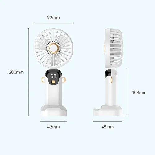 Портативный вентилятор JX-995 с 3 скоростями обдува, LED-дисплеем, USB зарядкой и подставкой для телефона Синий - фото 7