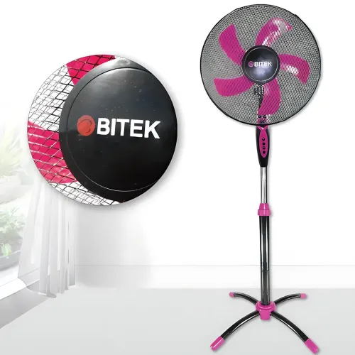 Вентилятор напольный BITEK BT-1630 ⌀40 см, 100 Вт, 3 скорости, поворот, наклон, регулировка высоты, таймер Черно-оранжевый - фото 3