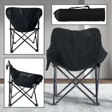 Складной кемпинговый стул Moon Chair со спинкой и карманом, оксфорд и углеродистая сталь, до 120 кг, с чехлом