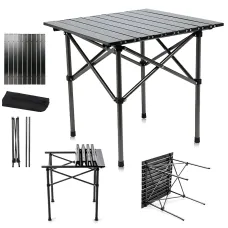 Складной туристический стол AND 50×50×54 см, алюминиевый, 2.2 кг, до 80 кг, в сумке, для пикника, кемпинга