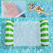 Надувний матрац-гамак для плавання Pool Loungers MA554 118×67 см, зелено-білий, до 80 кг, сітка, ПВХ