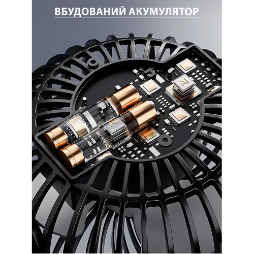 Компактний вентилятор AND1261 настільний/настінний, 3 швидкості, USB, 800 мА·год, тихий 62-70 дБ, 5 Вт, 13×13 см - фото 5