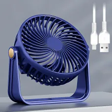 Компактний вентилятор AND1261 настільний/настінний, 3 швидкості, USB, 800 мА·год, тихий 62-70 дБ, 5 Вт, 13×13 см Синій