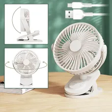 Вентилятор міні Fan LY-850 з прищіпкою, USB, 360° нахил і поворот, таймер 2/6/9, аб 1800 мА·год, 3 швидкості