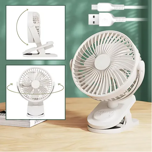 Вентилятор міні Fan LY-850 з прищіпкою, USB, 360° нахил і поворот, таймер 2/6/9, аб 1800 мА·год, 3 швидкості