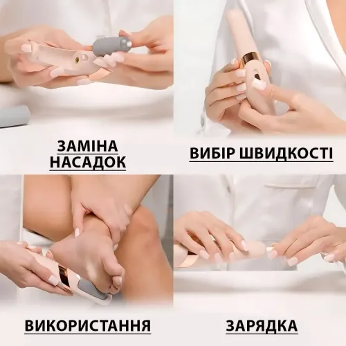 Электрическая пемза для педикюра Pretty Girl Flawless Pedi AND 002, 2 насадки, аккумуляторная, 2 скорости, USB - фото 8