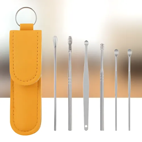 Набор инструментов для чистки ушей TOOL SET, 6 предметов, медсталь, футляр, для удаления серных пробок - фото 2