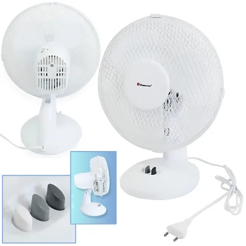 Настольный вентилятор Domotec MS-1624 Fan 9, 25 Вт, 2 скорости, поворот и наклон, съёмная решётка, белый