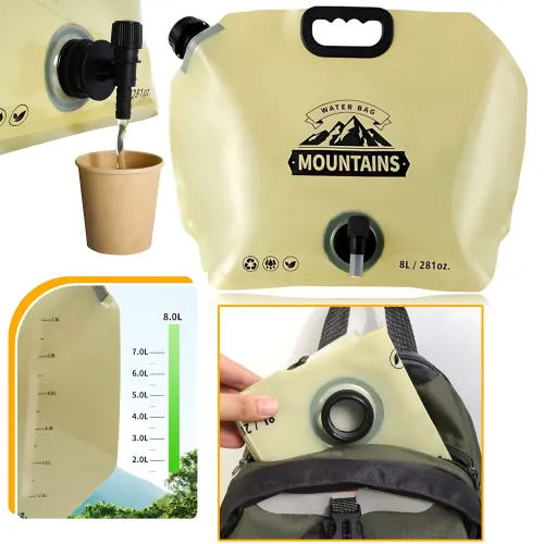 Сумка для воды складная AND-1, water bag 8 л, с краном, мерной шкалой, до 60 °C, 42.5×31.5 см