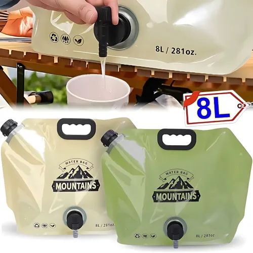 Сумка для воды складная AND-1, water bag 8 л, с краном, мерной шкалой, до 60 °C, 42.5×31.5 см Зеленый - фото 10