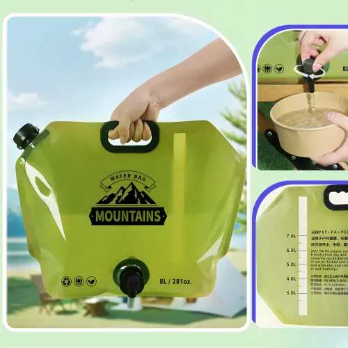 Сумка для воды складная AND-1, water bag 8 л, с краном, мерной шкалой, до 60 °C, 42.5×31.5 см Зеленый