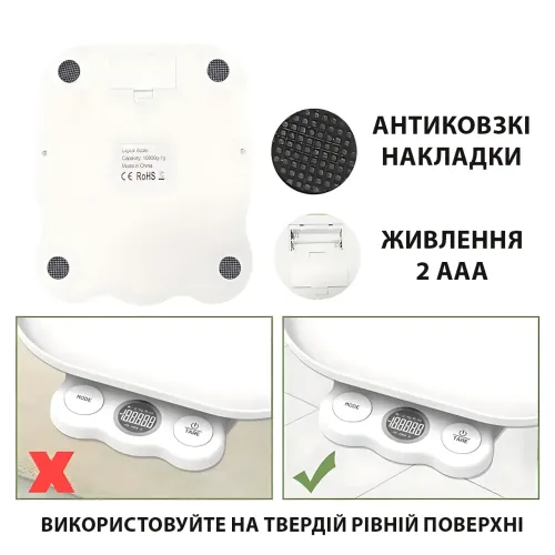 Цифрові ваги Weighing by weight AND 0.1 г-5 кг, 30×16×16 см, знімний піддон, USB/AAA, для кухні, тварин - фото 7