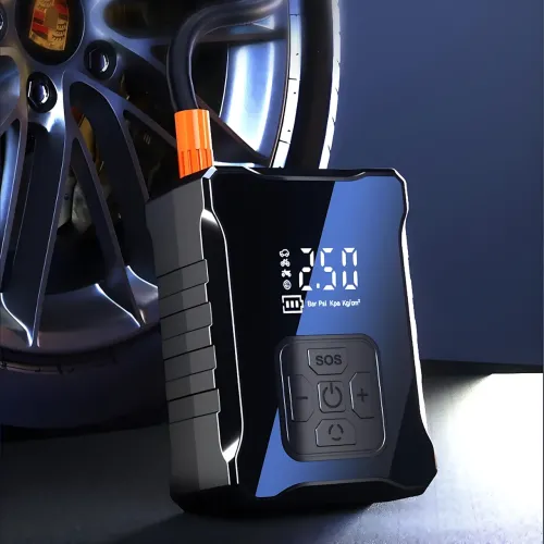 Автокомпрессор Fanelod 2024, 150 PSI, 120 Вт, аккумулятор 6000 мАч, цифровой дисплей, автостоп, 4 насадки - фото 3