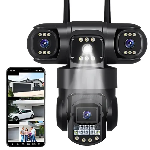 Уличная 4G IP камера видеонаблюдения v380, 3 объектива, поворот 270°, ночное видение 20 м, датчик движения - фото 2