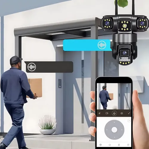 Уличная 4G IP камера видеонаблюдения v380, 3 объектива, поворот 270°, ночное видение 20 м, датчик движения - фото 5