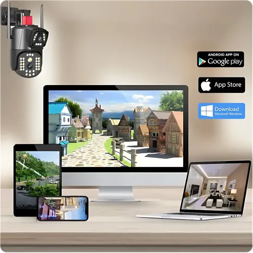 Уличная 4G IP камера видеонаблюдения v380, 3 объектива, поворот 270°, ночное видение 20 м, датчик движения - фото 4