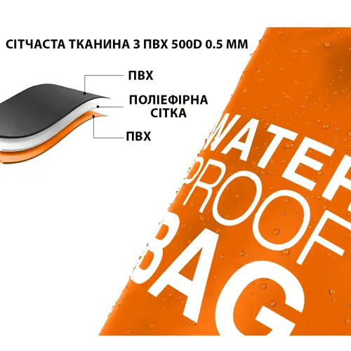Гермомешок 2 л Ocean Pack ART-0524, 28×12 см, водонепроницаемый, ПВХ 500D, IPX65, безшовный, оранжевый - фото 7