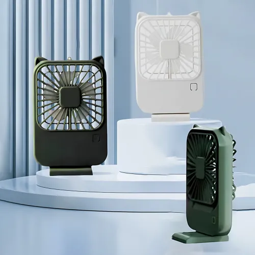 Компактный мини-вентилятор Fan AND064 с USB, 3 скорости, 5 лопастей, 500 мАч,  с подставкой для телефона - фото 8