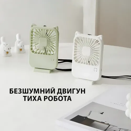 Компактный мини-вентилятор Fan AND064 с USB, 3 скорости, 5 лопастей, 500 мАч,  с подставкой для телефона - фото 4