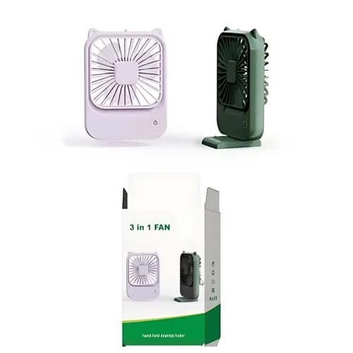 Компактный мини-вентилятор Fan AND064 с USB, 3 скорости, 5 лопастей, 500 мАч,  с подставкой для телефона Зеленый - фото 9
