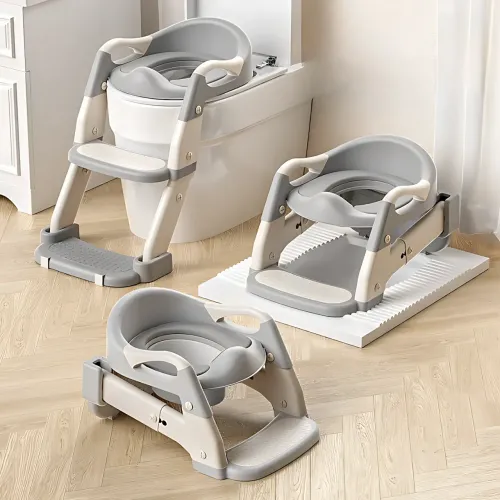 Складная детская накладка на унитаз со ступенькой Babycare MA605, для 1–9 лет, с ручками, спинкой, до 50 кг Зеленый - фото 5