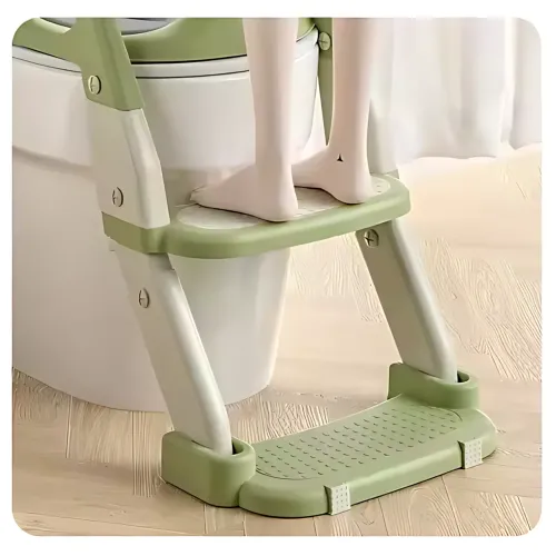 Складная детская накладка на унитаз со ступенькой Babycare MA605, для 1–9 лет, с ручками, спинкой, до 50 кг Зеленый - фото 4