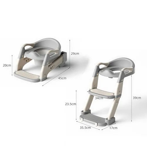 Складная детская накладка на унитаз со ступенькой Babycare MA605, для 1–9 лет, с ручками, спинкой, до 50 кг Зеленый - фото 8