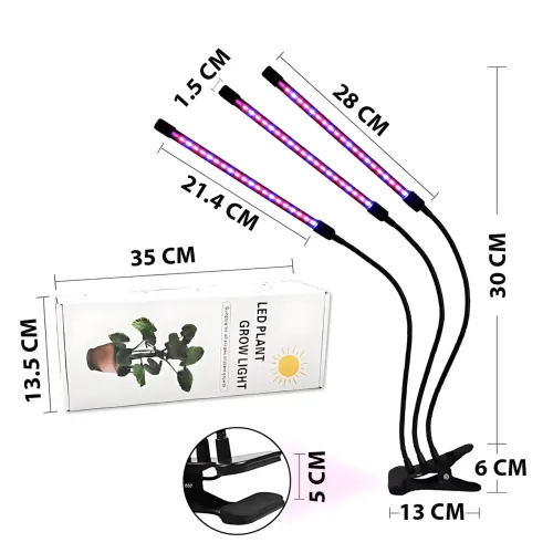 Фитолампа 3в1 FitoGrowLamp MA597 30 Вт, гибкая, 8 режимов яркости, таймер, полный спектр, USB, 54 LED диода - фото 9
