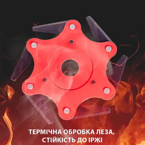 Нож 6-сегментный для триммера и мотокосы, диск с выкидными лезвиями, 245 мм, 25 мм посадка, сталь 65Mn, ABS - фото 12