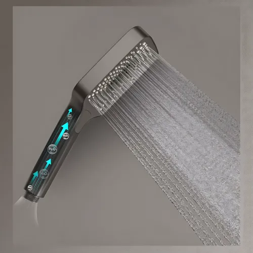 Черный душевой набор 4 в 1 Black Bathroom Shower Set Piano Keys с тропическим душем и ручной лейкой, черный - фото 8