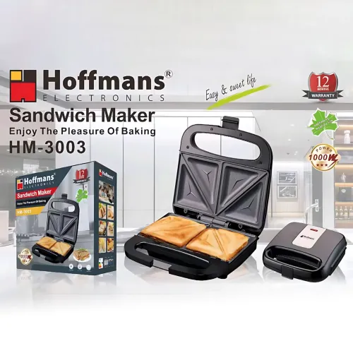 Бутербродница-сэндвичница Hoffmans HM-3003, 1000 Вт, антипригарное покрытие, индикатор работы и нагрева - фото 18