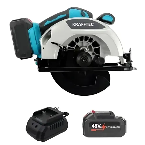 Аккумуляторная циркулярная пила KRAFFTEC 48V, 800 Вт, 10800 об/мин, диск 185 мм, глубина реза 45 мм, 2 акб - фото 16