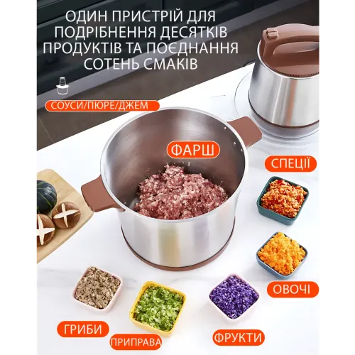 Кухонный измельчитель Hoffmans HM-8878, 12 л, 4800 Вт, нержавеющая сталь, 2 скорост - фото 16