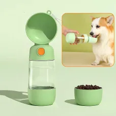 Поилка-бутылка 2-в-1 для собак AND 123 — портативная бутылка с поилкой и контейнером для корма, 500 мл + 200 г