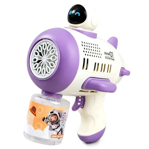 Детский автоматический пистолет-пулемёт для мыльных пузырей Toy Bubble Gun AND 388-10 с подсветкой и звуком Фиолетовый - фото 2