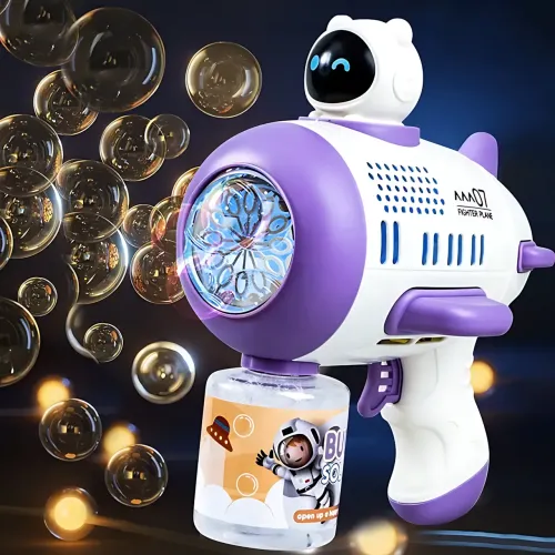 Детский автоматический пистолет-пулемёт для мыльных пузырей Toy Bubble Gun AND 388-10 с подсветкой и звуком Фиолетовый - фото 6