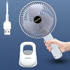 Вентилятор Mini USB Fan XL-1293 дротовий, з прищіпкою, безщітковий мотор, 3 швидкості, поворот 120°, білий