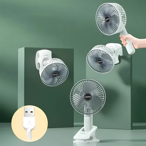 Вентилятор Mini USB Fan XL-1293 дротовий, з прищіпкою, безщітковий мотор, 3 швидкості, поворот 120°, білий - фото 8
