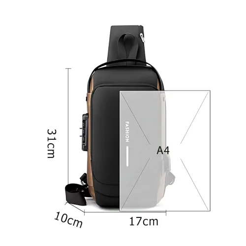 Нагрудна сумка Backpack AND XL1228 з протиприпасованим кодовим замком, рюкзак з USB, водовідштовхувальний - фото 18