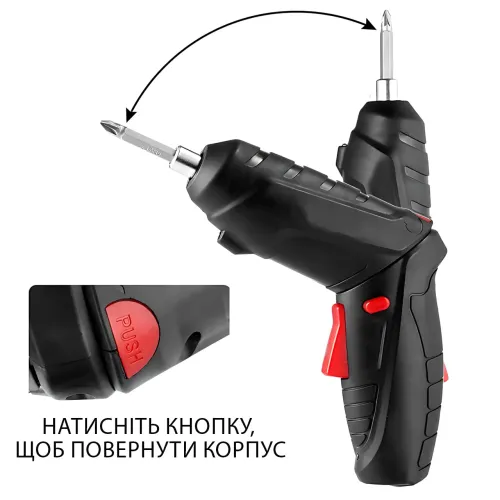 Аккумуляторный шуруповерт 3.6V 1800 мАч USB, 47-в-1: реверс, LED-подсветка, кейс, насадки, отвертка-дрель - фото 4