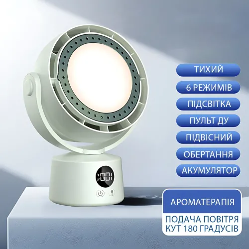 Мини-вентилятор-кондиционер подвесной LY-935, LED-подсветка, ароматерапия, поворот, дисплей, USB Type-C - фото 6
