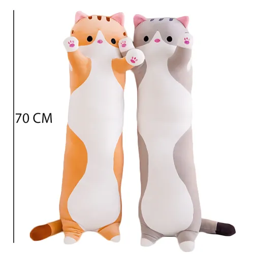 Игрушка подушка Кот Батон, плюшевая антистресс обнимашка DOLL 1498 на молнии, серый/рыжий - фото 18