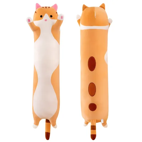 Игрушка подушка Кот Батон, плюшевая антистресс обнимашка DOLL 1498 на молнии, серый/рыжий - фото 4
