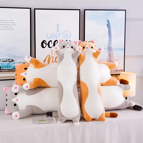 Игрушка подушка Кот Батон, плюшевая антистресс обнимашка DOLL 1498 на молнии, серый/рыжий 50 - фото 16