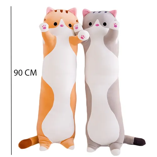 Игрушка подушка Кот Батон, плюшевая антистресс обнимашка DOLL 1498 на молнии, серый/рыжий 90 - фото 18