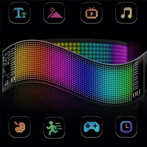 Світлодіодний гнучкий дисплей ART-0567, RGB, Bluetooth, пульт, Type-C, водонепроникний, 59.5×12 см - фото 6