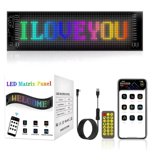 Світлодіодний гнучкий дисплей ART-0567, RGB, Bluetooth, пульт, Type-C, водонепроникний, 59.5×12 см - фото 16